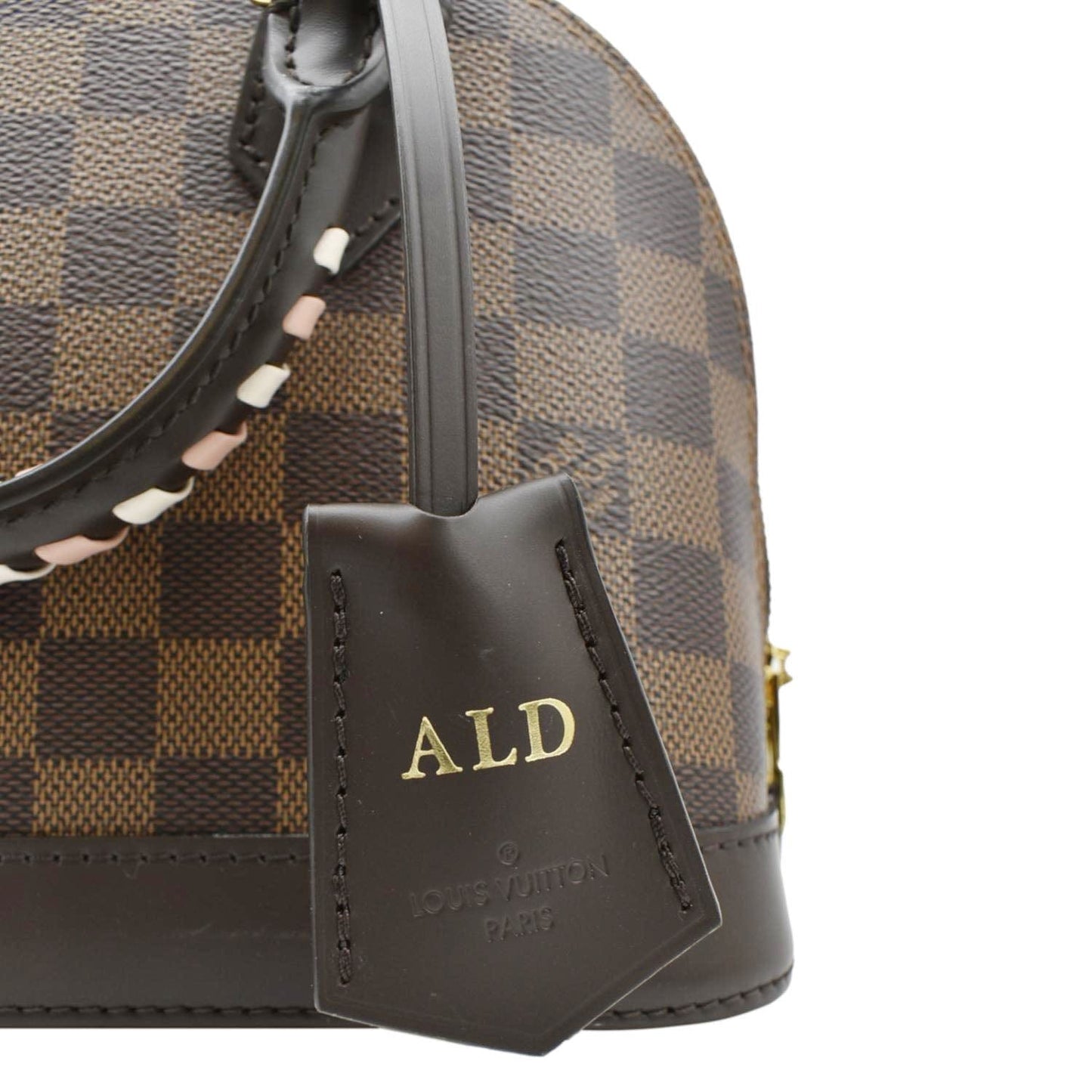 LOUIS VUITTON Braided Alma BB Damier Ebene Satchel Bag Brown