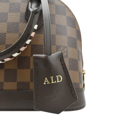 LOUIS VUITTON Braided Alma BB Damier Ebene Satchel Bag Brown