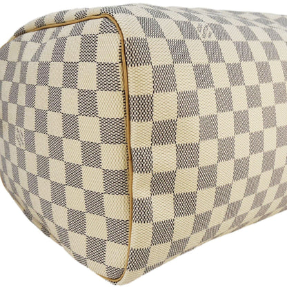 LOUIS VUITTON Speedy 30 Damier Azur Satchel Bag White