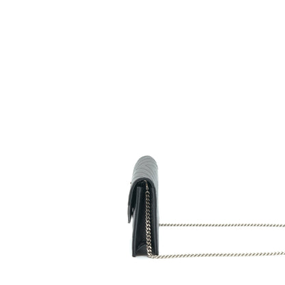 Saint Laurent/YSL Cassandra Matelasse Envelope Chain Wallet Grained Calfskin Black SHW