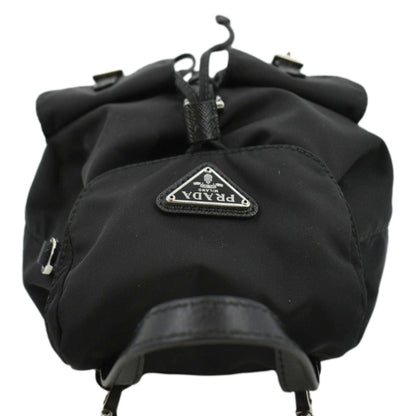 PRADA Double Pocket Mini Nylon Backpack Crossbody Bag Black