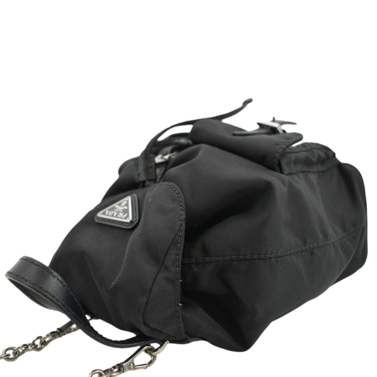PRADA Double Pocket Mini Nylon Backpack Crossbody Bag Black
