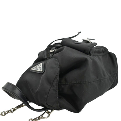 PRADA Double Pocket Mini Nylon Backpack Crossbody Bag Black