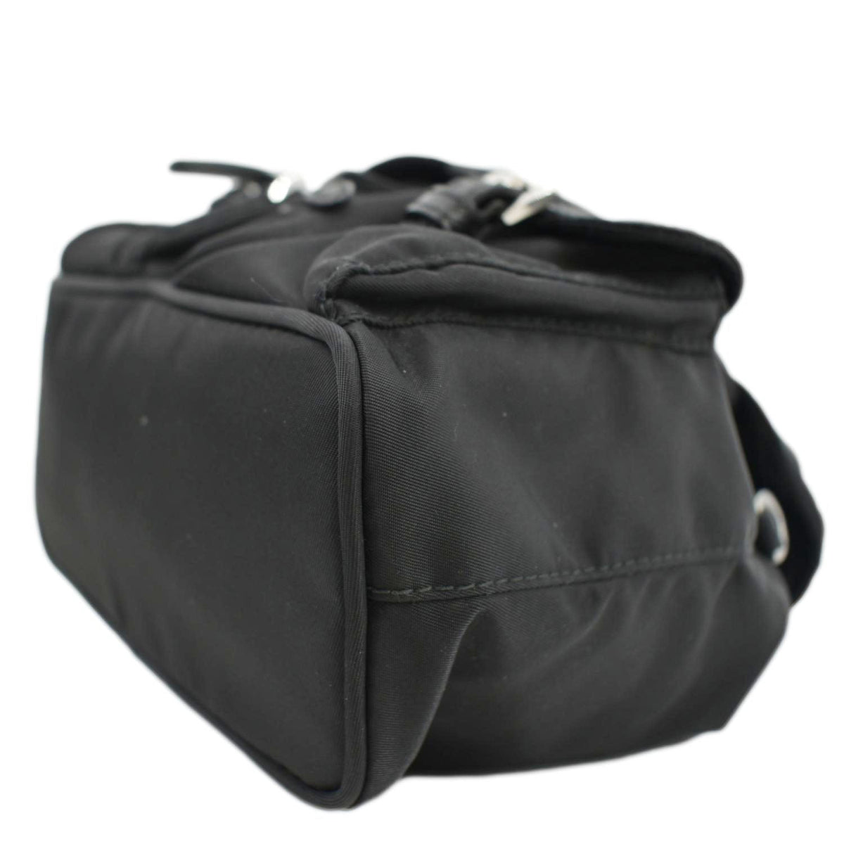 PRADA Double Pocket Mini Nylon Backpack Crossbody Bag Black