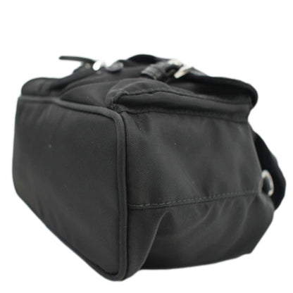 PRADA Double Pocket Mini Nylon Backpack Crossbody Bag Black