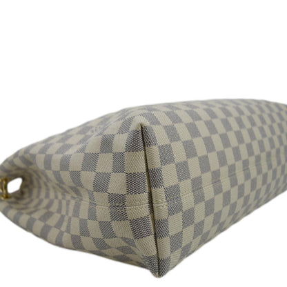 LOUIS VUITTON Graceful MM Damier Azur Hobo Shoulder Bag White