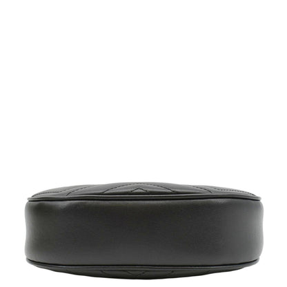 GUCCI GG Marmont Half Moon Mini Leather Shoulder Bag Black 699514