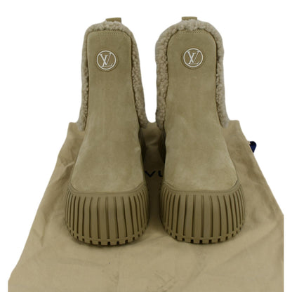 LOUIS VUITTON Ruby Flat Suede Ankle Boot Beige Size 36 1/2