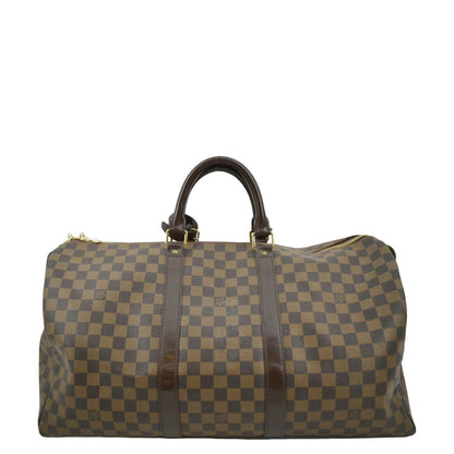 LOUIS VUITTON Keepall 50 Damier Ebene Travel Bag Brown