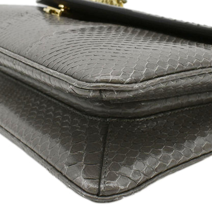 GUCCI Rajah Medium Leather Chain Shoulder Bag Grey 537241