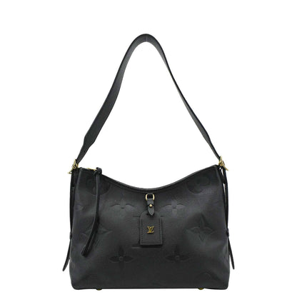 LOUIS VUITTON Carryall PM Monogram Empreinte Leather Shoulder Bag Black