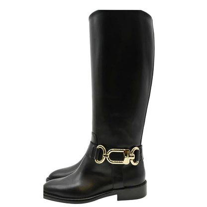 LOUIS VUITTON Westside Flat High Leather Boot Noir Black