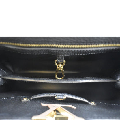LOUIS VUITTON Capucines Taurillon Leather Satchel Bag Black