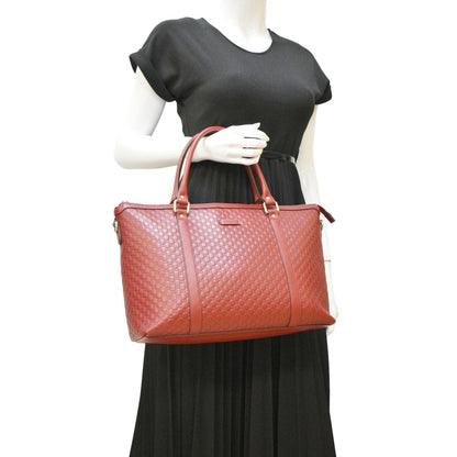 GUCCI Microguccissima Leather Tote Bag Red 449655