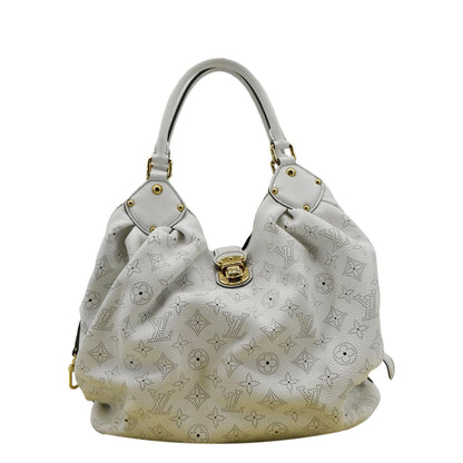 LOUIS VUITTON Solar Large Mahina Leather Hobo Bag White