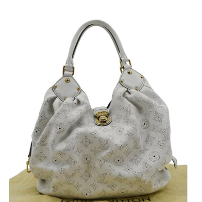LOUIS VUITTON Solar Large Mahina Leather Hobo Bag White