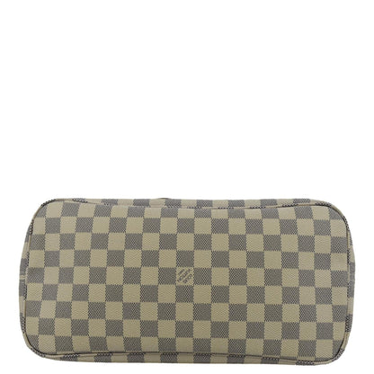 LOUIS VUITTON Neverfull MM Damier Azur Shoulder Bag White