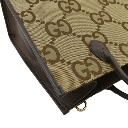 GUCCI Jumbo GG Canvas Tote Shoulder Bag Beige 678839