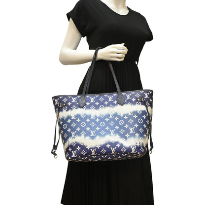 LOUIS VUITTON Neverfull MM Escale Monogram Canvas Shoulder Bag Blue