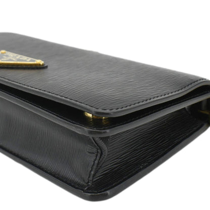 PRADA Wallet on Chain Leather Clutch Crossbody Bag Black