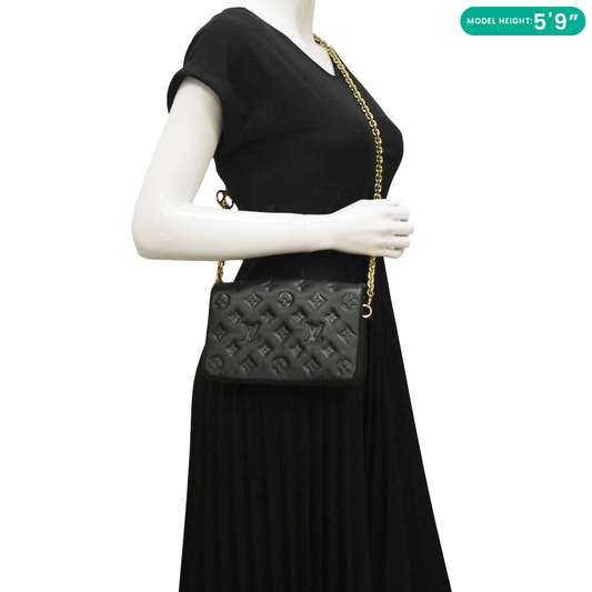 LOUIS VUITTON Coussin Monogram Embossed Pochette Crossbody Bag Black