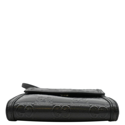 GUCCI GG Embossed Leather Messenger Bag Black 625782