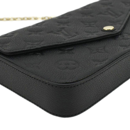 LOUIS VUITTON Felicie Pochette Empreinte Leather Crossbody Bag Black