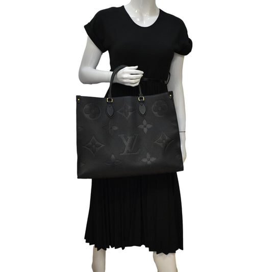 LOUIS VUITTON Onthego GM  Monogram Empreinte Leather Tote Bag Black