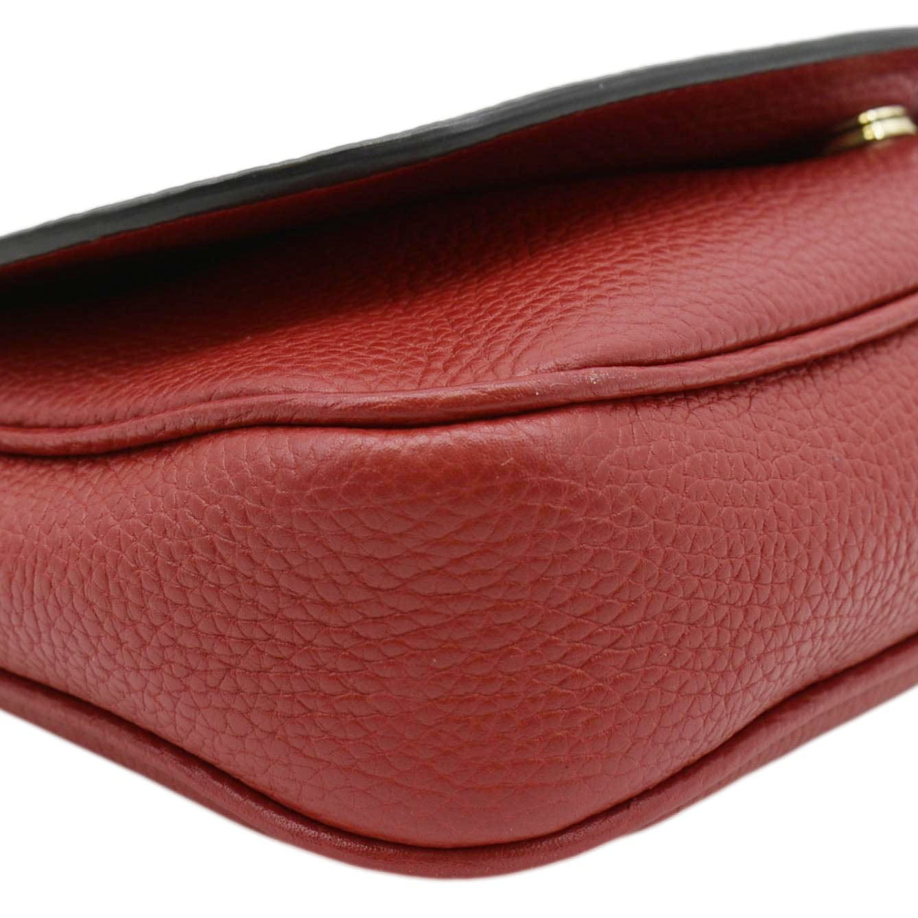 GUCCI Soho GG Flap Leather Chain Crossbody Bag Red 536224