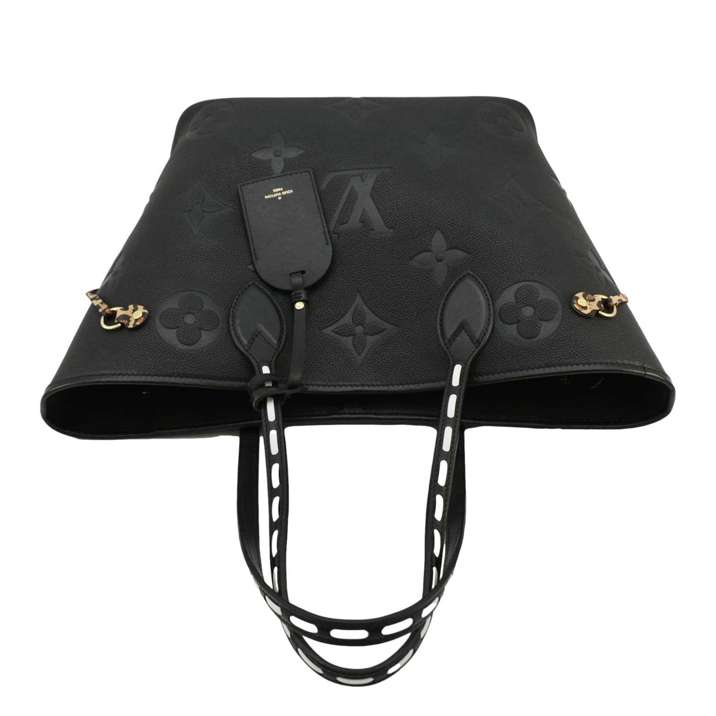 LOUIS VUITTON Neverfull MM Wild At Heart Monogram Empreinte Leather Tote Bag Black