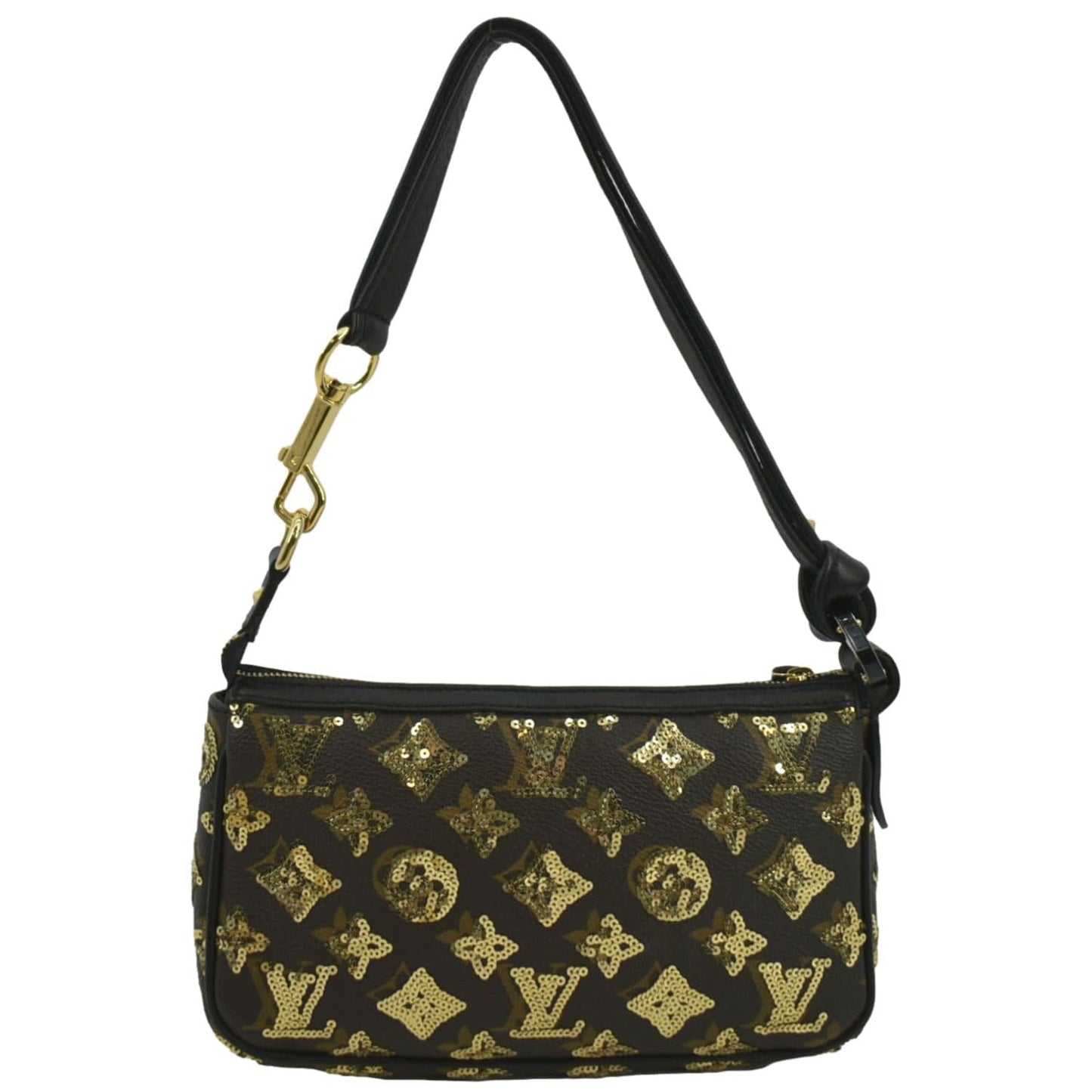 LOUIS VUITTON Mini Pochette Monogram Sequins Eclipse Accessoires Pouch Brown