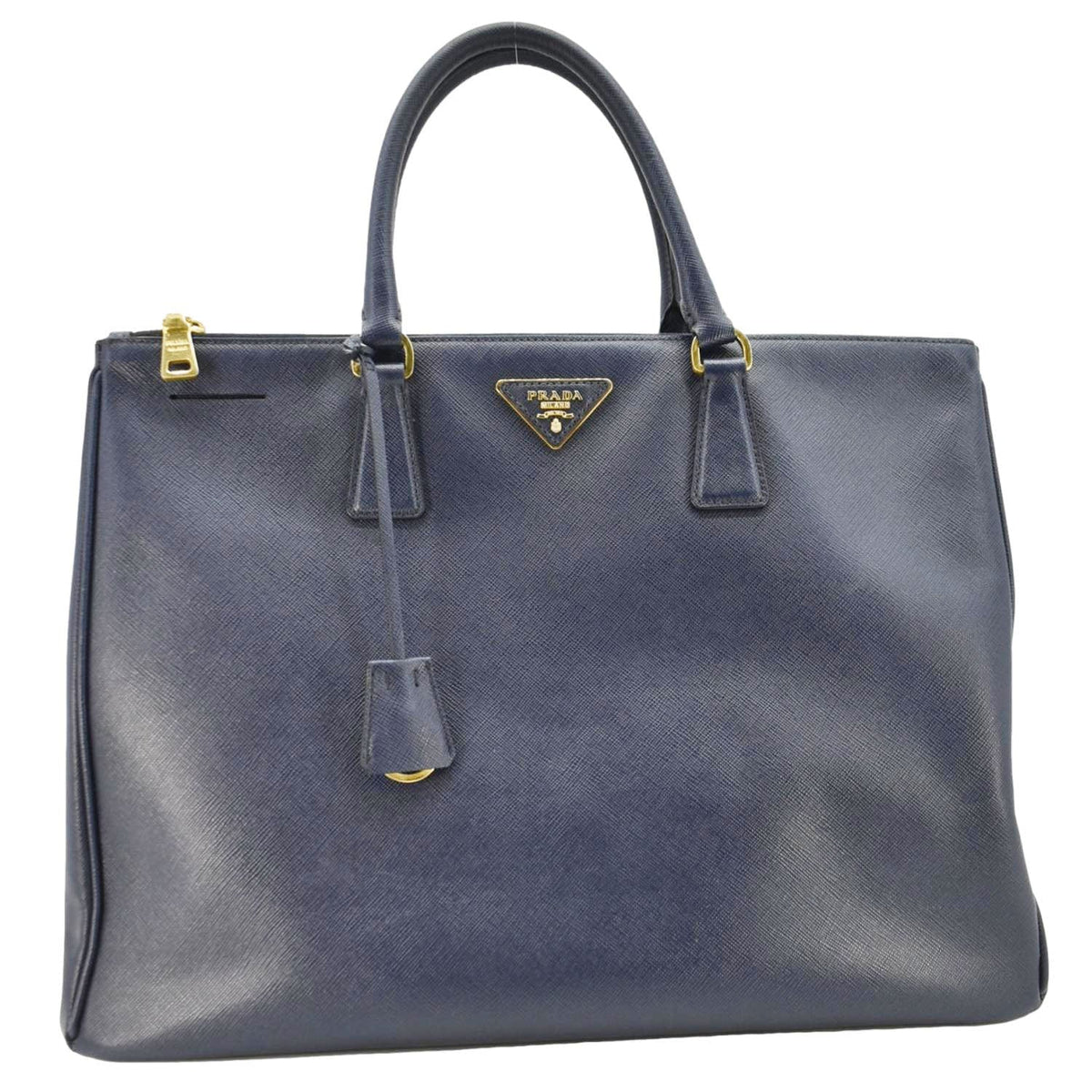 PRADA Galleria Double Zip Saffiano Leather Top Handle Tote Bag Blue