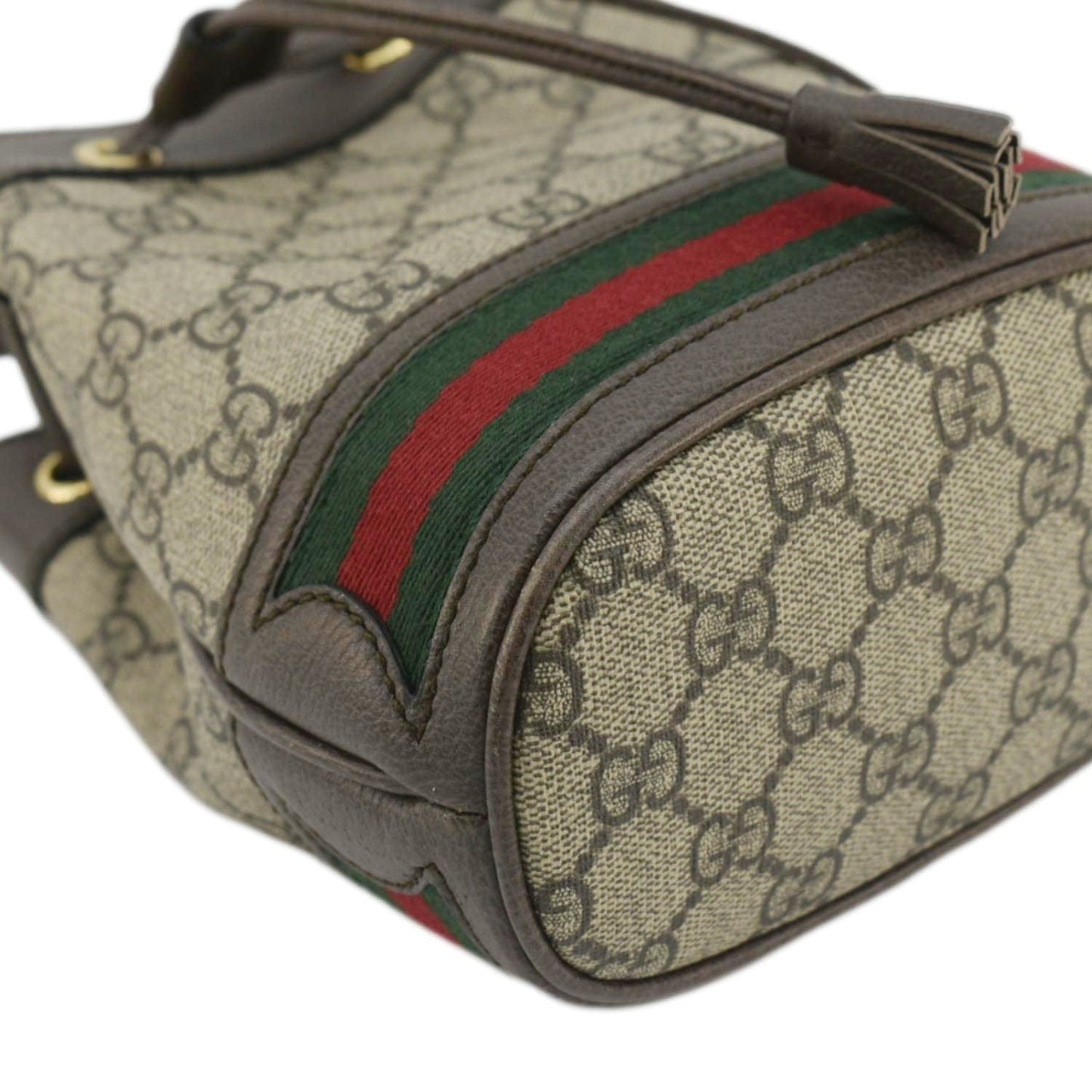 GUCCI Ophidia Mini GG Supreme Crossbody Bucket Bag Beige 550620