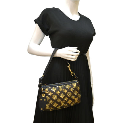 LOUIS VUITTON Mini Pochette Monogram Sequins Eclipse Accessoires Pouch Brown