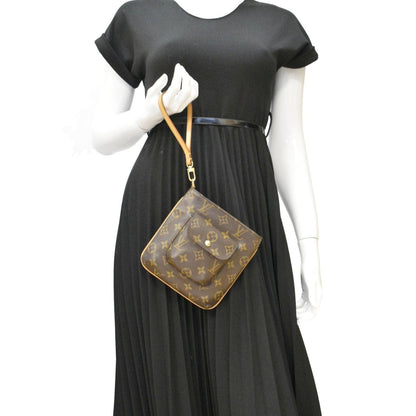 LOUIS VUITTON Partition Monogram Canvas Wristlet Clutch Bag Brown