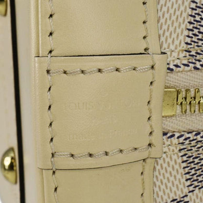 LOUIS VUITTON Alma BB Braided Damier Azur Satchel Bag White