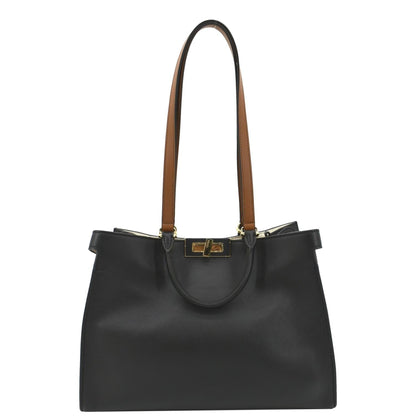 FENDI Peekaboo X-Lite Leather Tote Bag Black