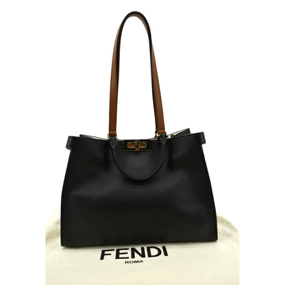 FENDI Peekaboo X-Lite Leather Tote Bag Black