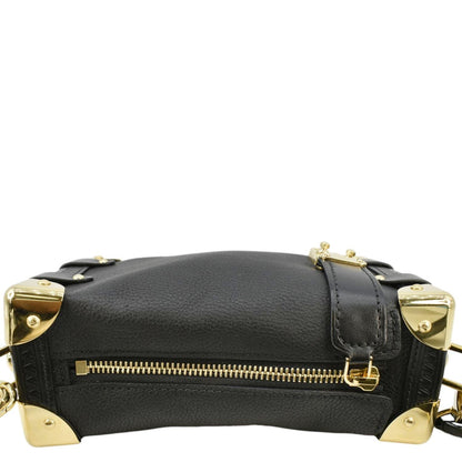 LOUIS VUITTON Side Trunk PM Grained Calf Leather Tote Bag Black