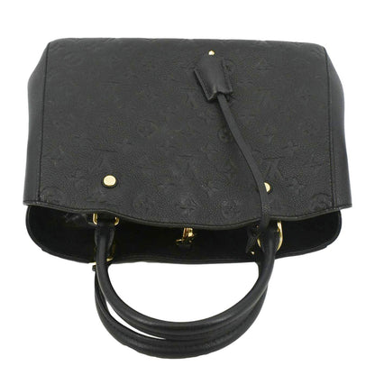 LOUIS VUITTON Montaigne MM Monogram Empreinte Satchel Shoulder Bag Black