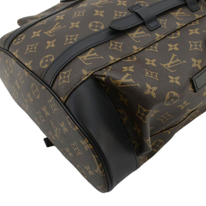 LOUIS VUITTON Christopher Monogram Macassar Canvas Backpack Bag Brown