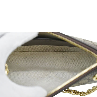 GUCCI Ophidia Web Small GG Supreme Canvas Shoulder Bag Beige 735132