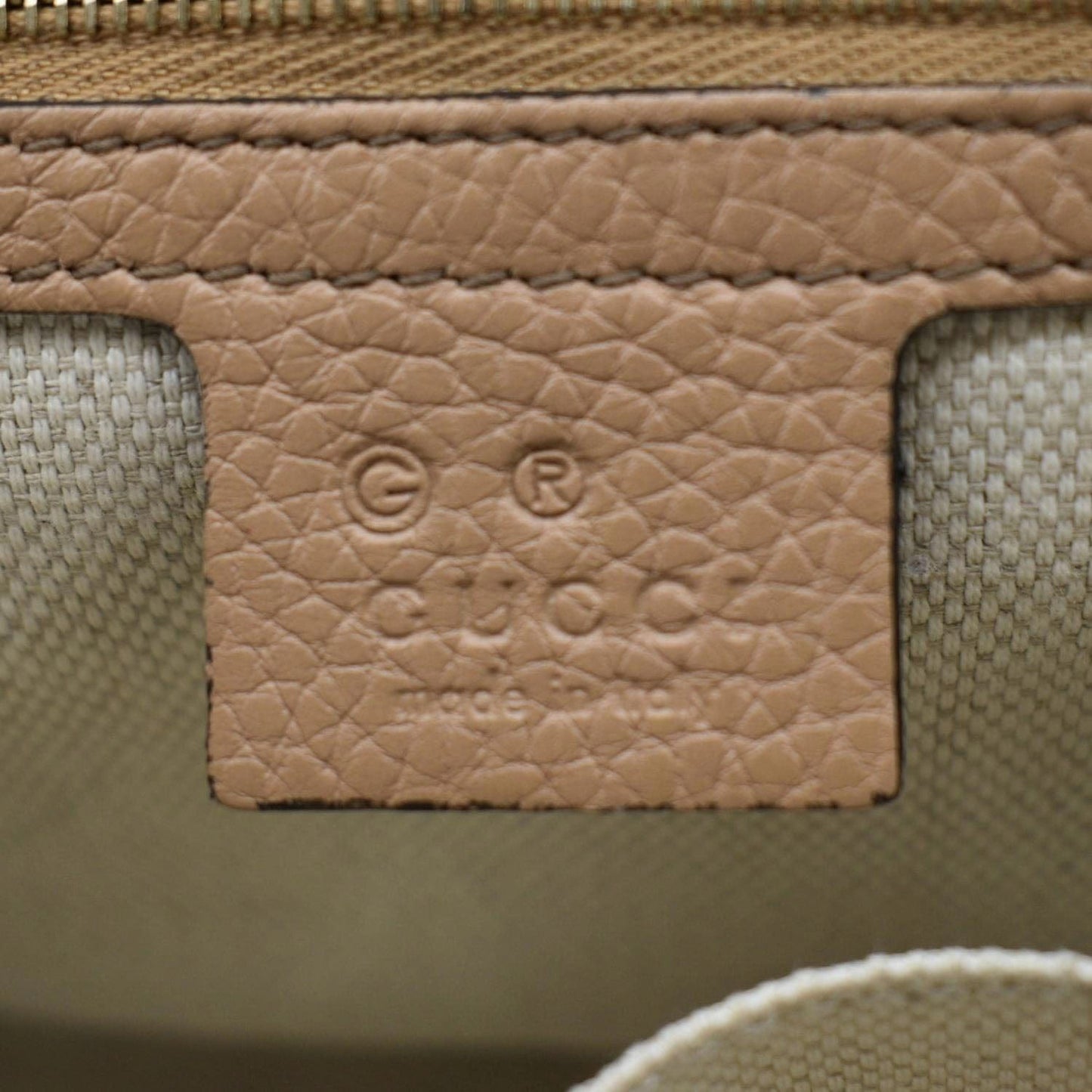 GUCCI Soho GG Flap Leather Chain Crossbody Bag Rose Beige 536224