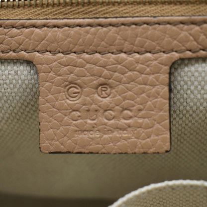 GUCCI Soho GG Flap Leather Chain Crossbody Bag Rose Beige 536224