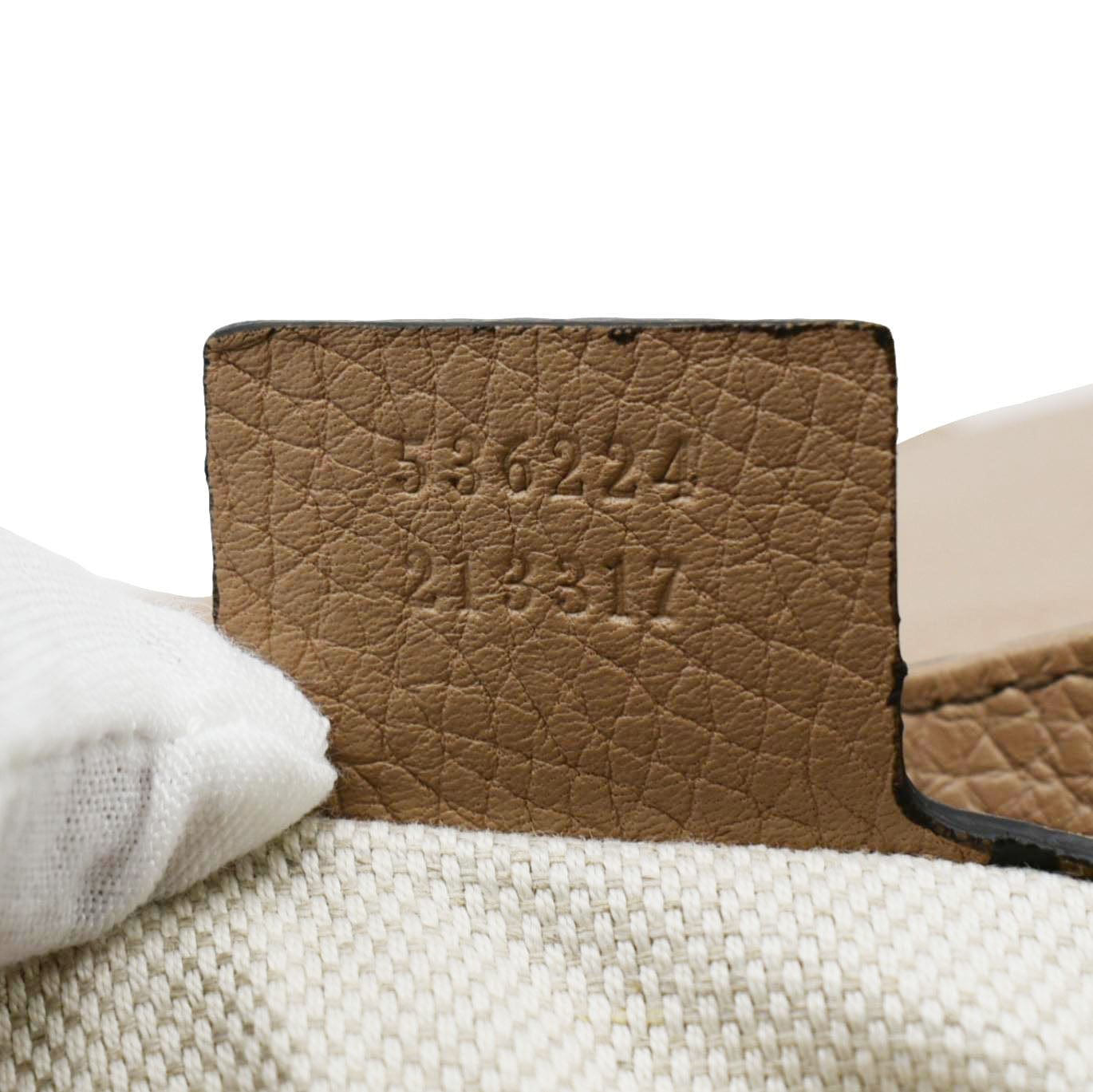 GUCCI Soho GG Flap Leather Chain Crossbody Bag Rose Beige 536224
