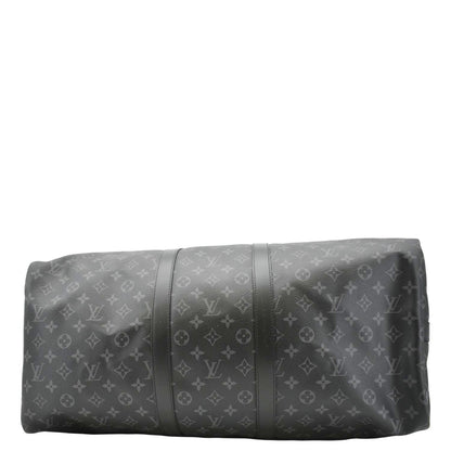 LOUIS VUITTON Keepall 55 Bandouliere Monogram Eclipse Travel Bag Black
