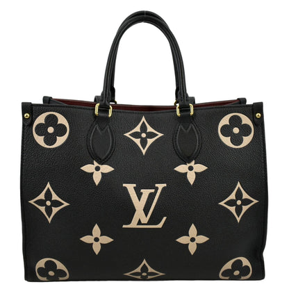 LOUIS VUITTON Onthego MM Giant Monogram Leather Tote Shoulder Bag Bicolor