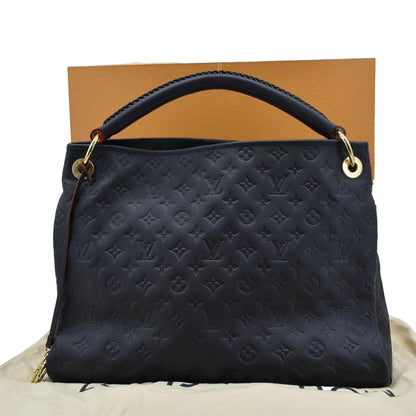 LOUIS VUITTON Artsy MM Monogram Empreinte Leather Shoulder Bag Navy Blue