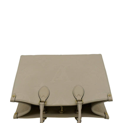 LOUIS VUITTON Onthego MM Monogram Empreinte Leather Tote Bag Cream