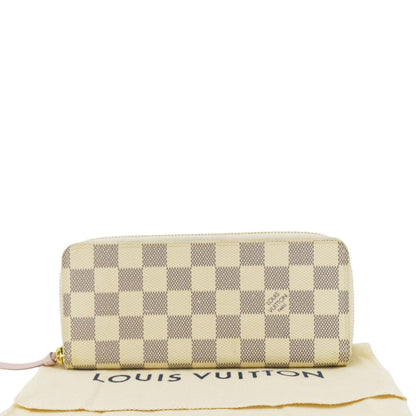 LOUIS VUITTON Clemence Damier Azur Wallet Rose Ballerine